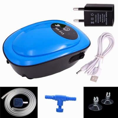 RS Electrical RS-313 AC/DC Aquarium Air Pump with Airtube and Airstone | Power: 1W | Flow :1.5L/min)