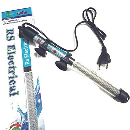 RS Electricals Glass Aquarium Submersible Heater for Aquarium Fish Tank with Free Sticker Thermometer (300 Watts)