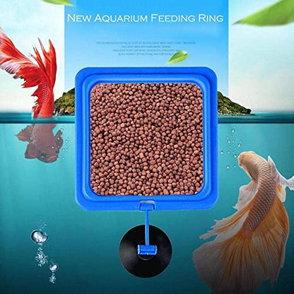 PetzLifeworld Aquarium Fish Tank Floating Fish Feeding Ring with Suction Cup (Square)