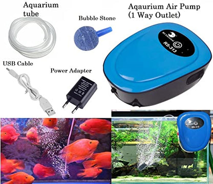 RS Electrical RS-313 AC/DC Aquarium Air Pump with Airtube and Airstone | Power: 1W | Flow :1.5L/min)