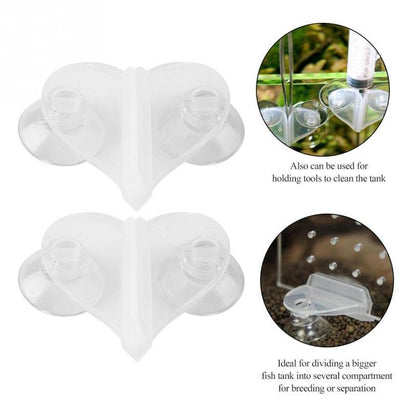 Petzlifeworld Plastic Aquarium Fish Tank Divider Sheet Holder Heart Sucker Clip (Pack of 2)