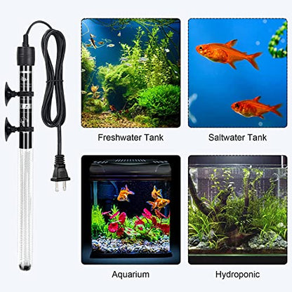 Petzlifeworld100W Imported Aquarium Fish Tank Glass Heater with Free Thermometer | IP 68 Water Proof | Blast Proof