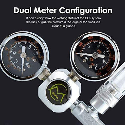 Mufan Aquarium Dual Gauge Co2 Regulator with Solenoid and Bubble Counter Suitable for Thread Size G5/8 - PetzLifeWorld