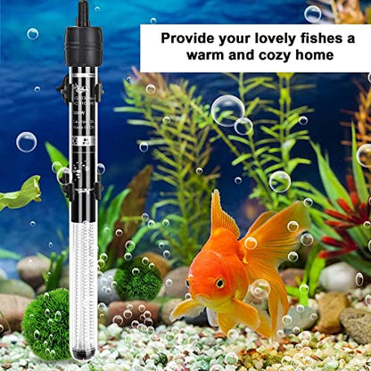 Petzlifeworld100W Imported Aquarium Fish Tank Glass Heater with Free Thermometer | IP 68 Water Proof | Blast Proof