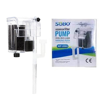 Sobo Transparent Nano Aquarium Hang On Back Filter WP - 206H with Surface Skimmer | 3 Watts | 250 L/H