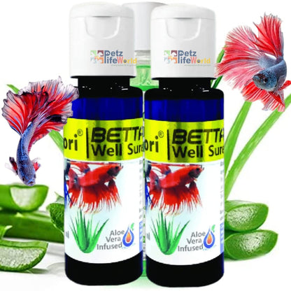 Aquatic Remedies Stori Betta Well Sure | Aloe Vera Infused All in One Complete Solution for Betta Fish Health Related Issue Like FinRot, External Wounds and Dropsy (30ML* Pack of 2) - 60ML