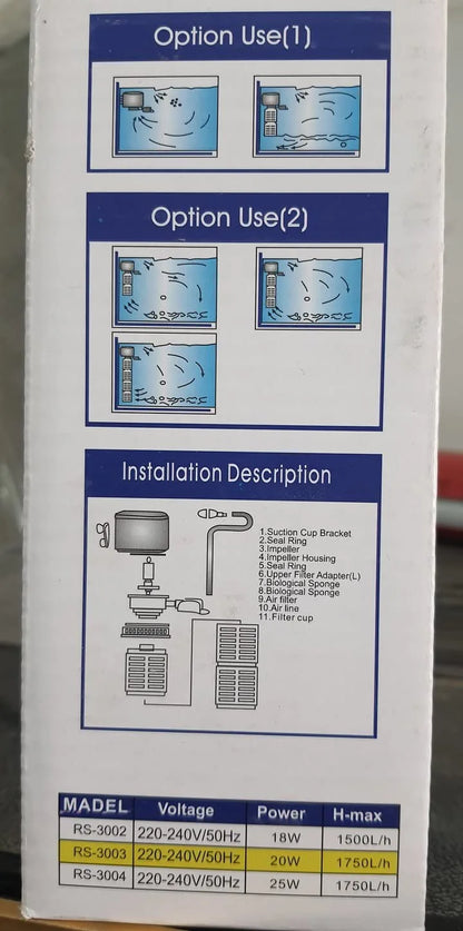 RS Electrical Submersible Internal Filter (RS-3003 | 20W | 1750L/H)