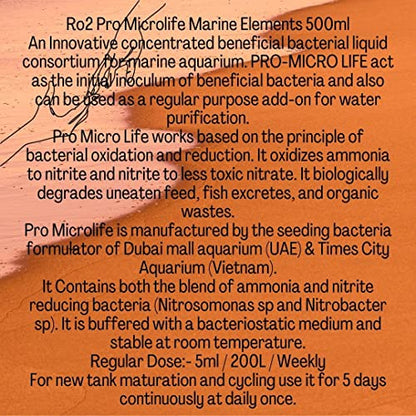 Aquatic Remedies R2O Pro MicroLife 500 ML | Beneficial Bacteria for Marine Salt Water Aquarium