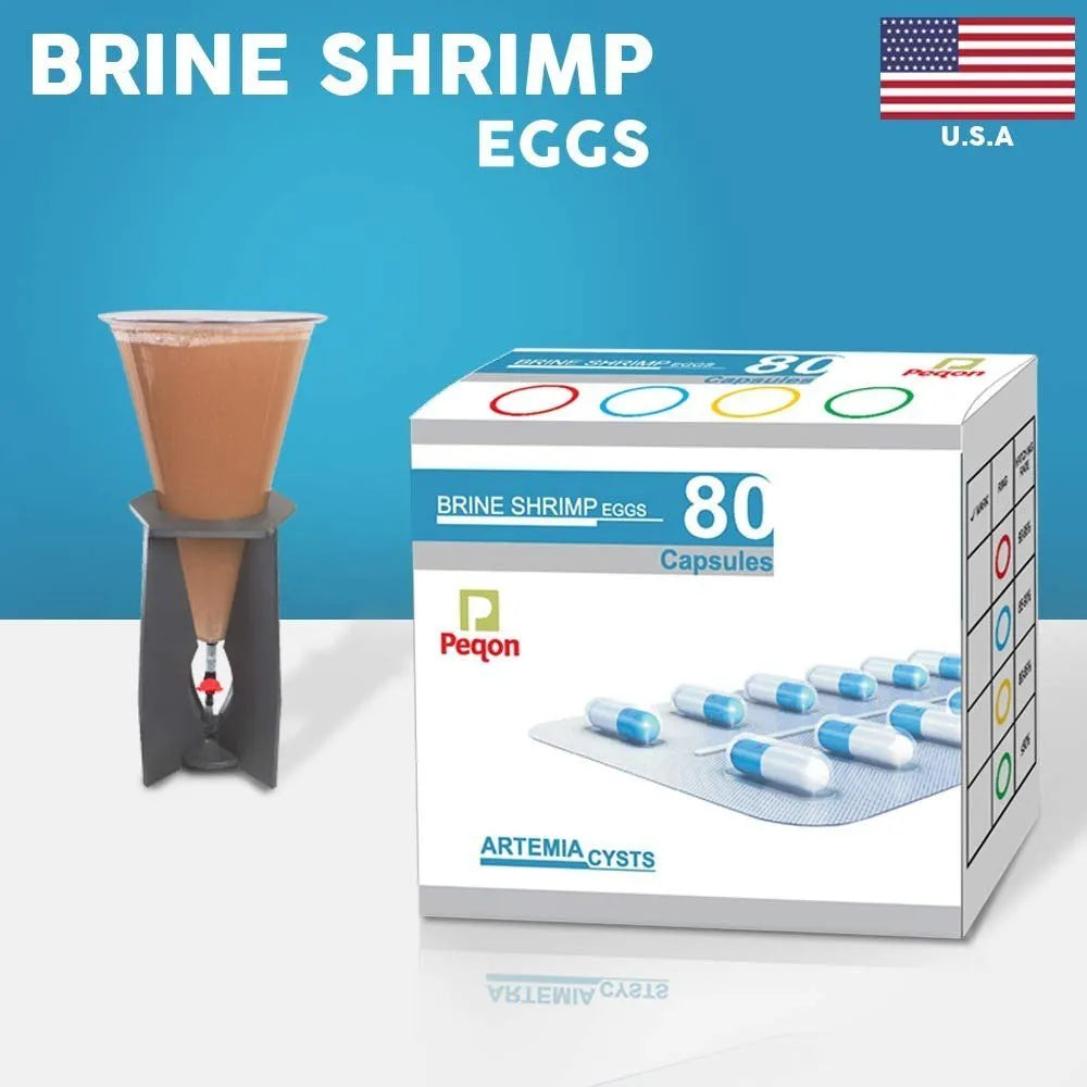 Peqon Artemia Cysts (Brine Shrimp Eggs) - 80 Capsule - Made in USA with 90% Hatching Rate