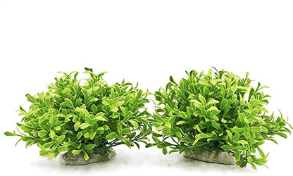 PetzLifeworld Green Short Bush Aquarium Plastic Decoration Plants Pack of 2