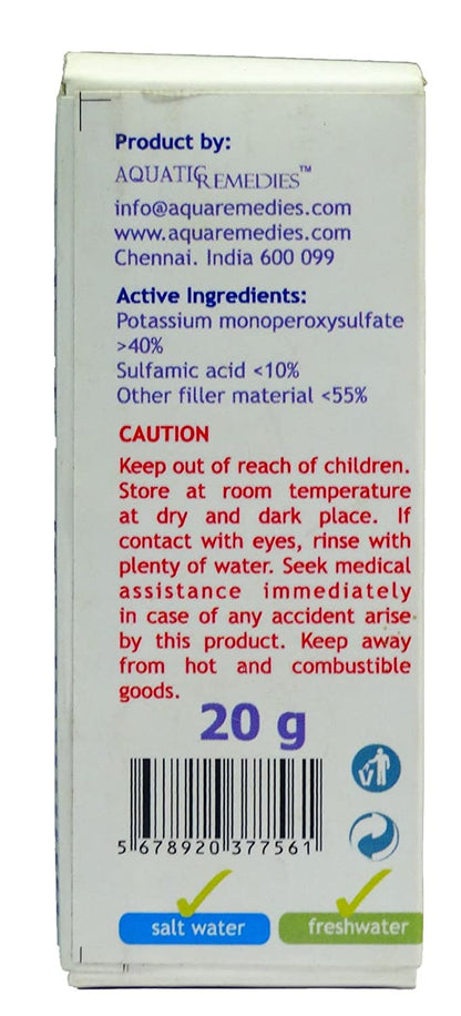 Aquatic Remedies Zeal Oxy Cure, 20G | Invertebrate safe medication powder. Anti bacterial, Anti viral, and Anti parasitic. reef safe. Supply immediate oxygen.