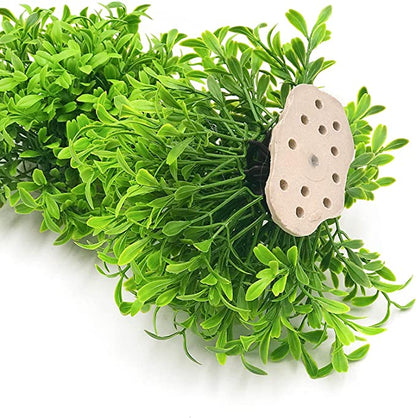 PetzLifeworld Green Short Bush Aquarium Plastic Decoration Plants Pack of 2