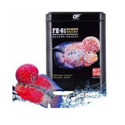 Ocean Free FH-G1 Pro Redsyn (Original) Flower Horn Fish Food, 120G | Natural Colour Enhancer with Nuchal Hump Promoter