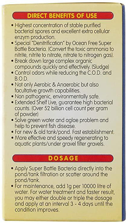 Ocean Free Super Battle Bacteria(10000)-10g| Treats 100,000 Litre - PetzLifeWorld