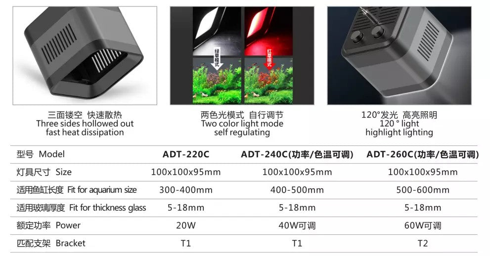 Sunsun ADT Series Hanging Type Planted Tank Light With Bracket