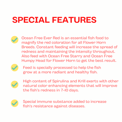 Ocean Free XO Ever Red (Original) Fish Food, 280ML/100G | Enhance Strong Redness Development for Flowerhorn Fish