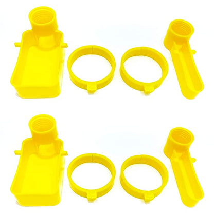 Bird Cage Feeder Drinker Cups for Any Bottle Use with Bottle Holder Rings (Yellow) - Pack of 2