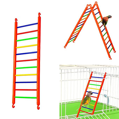 Petzlifeworld Bird Cage Hanging Ring Swing Toy (2 Pcs) + Plastic Climb Ladder Toy (1 Pcs) + Bell Ball Toy (2 Pcs) Combo for Cockatiel, Love Bird, Budgie, Finches, Macaws, Conures, Sparrow, etc.