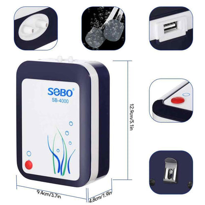 SOBO SB-4000 AC / DC Air Pump Silent Rechargeable Oxygen Pump for Fishing Aquarium Fish Tank