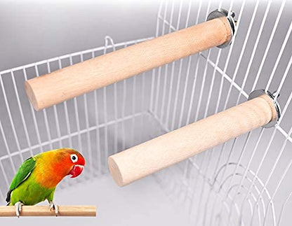 PetzLifeworld Birds Cage OneSide Natural Wood Polished Finish Perches for for Budgies, Parakeets, Canaries, Cockatiels, Conures, Finches & Other Small Birds Length 7.5 Inches (Pack of 2)