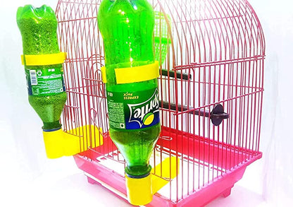 Petzlifeworld Bird Cage Plastic Food Feeder (Pack of 6) Fit for Any Bottle (Yellow)