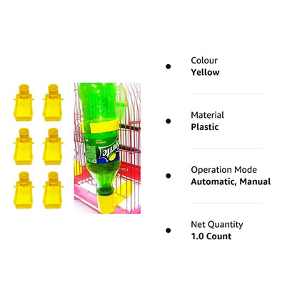 Petzlifeworld Bird Cage Plastic Food Feeder (Pack of 6) Fit for Any Bottle (Yellow)