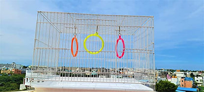 Petzlifeworld Bird Cage Accessories Hanging Ring Plastic Swing Toy (Pack of 3) Interactive Play for Cockatiel, Love Bird, Budgie, Finches, Macaws, Conures, Sparrow, etc.