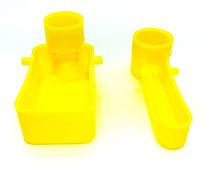 Bird Cage Feeder Drinker Cups for Any Bottle Use with Bottle Holder Rings (Yellow) - Pack of 2